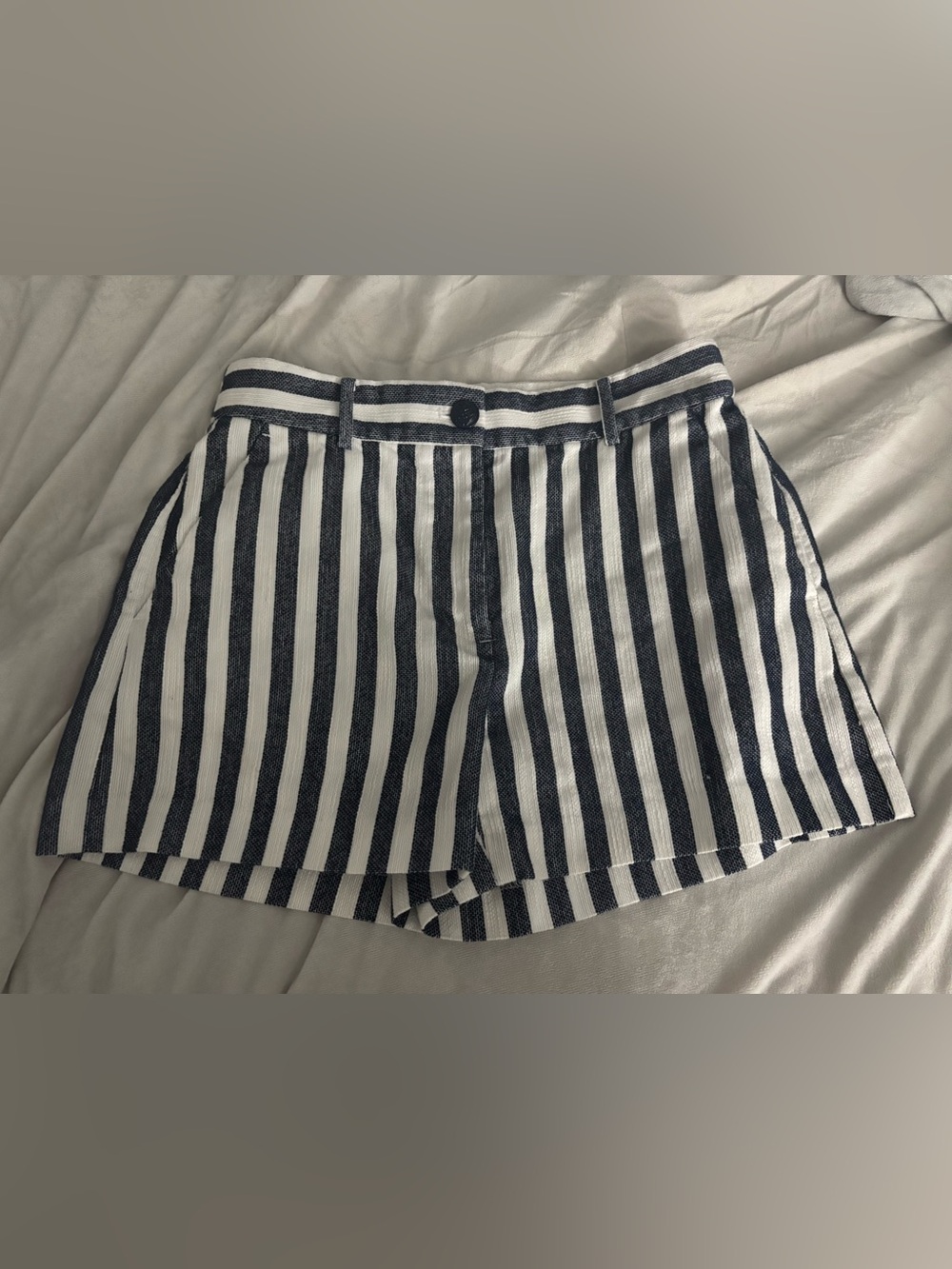Loft Navy and White striped shorts